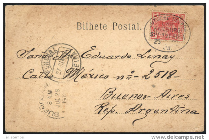 Postcard (Madeira, Porto Cruz) Franked With German Stamp Of 10Pf., Posted AT SEA, Postmarked "Deutsche Seepost -... - Otros & Sin Clasificación