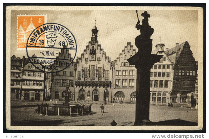 FRANKFURT: Römer, Architecture, Maximum Card Of OC/1948, With Special Pmk, VF Quality - Otros & Sin Clasificación