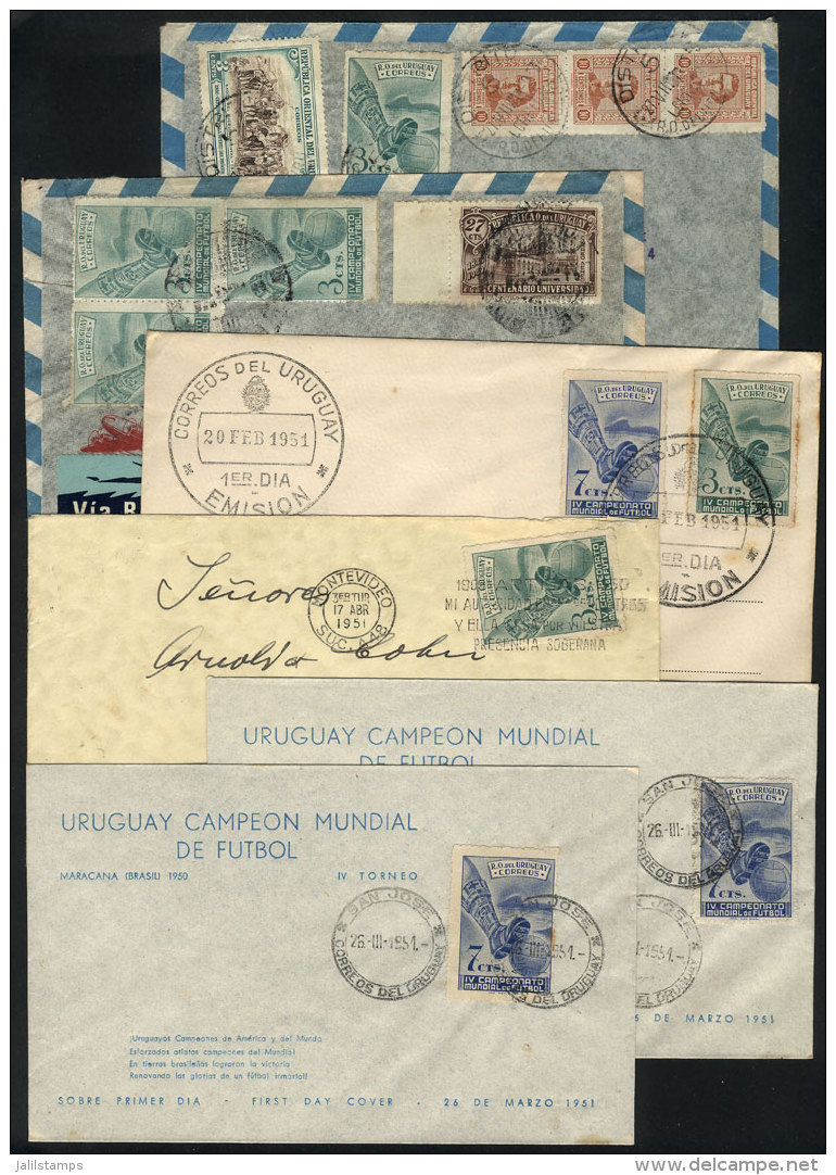 6 Covers Of Uruguay With Stamps Of The Commemorative Issue Uruguay Champion Of The 1950 Football World Cup, Very... - Cartas & Documentos