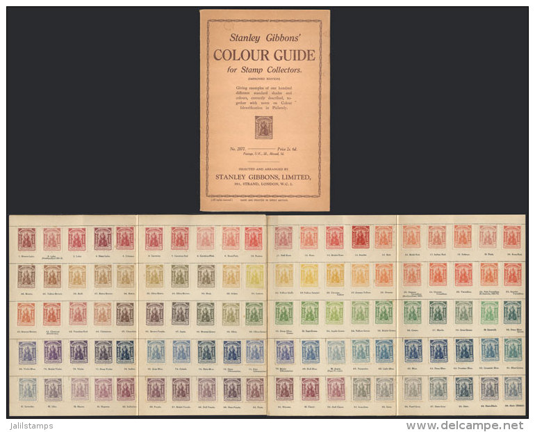 Old Stanley Gibbons Colour Guide, With 100 Samples Of Different Colors, Very Fine Quality. - Autres & Non Classés