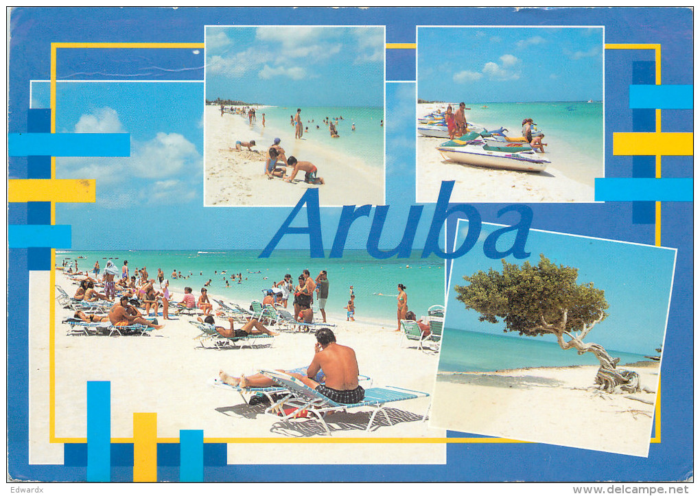 Beach Scene, Aruba, Aruba Postcard Posted 2000 Stamp - Geschichte, Philosophie, Geographie