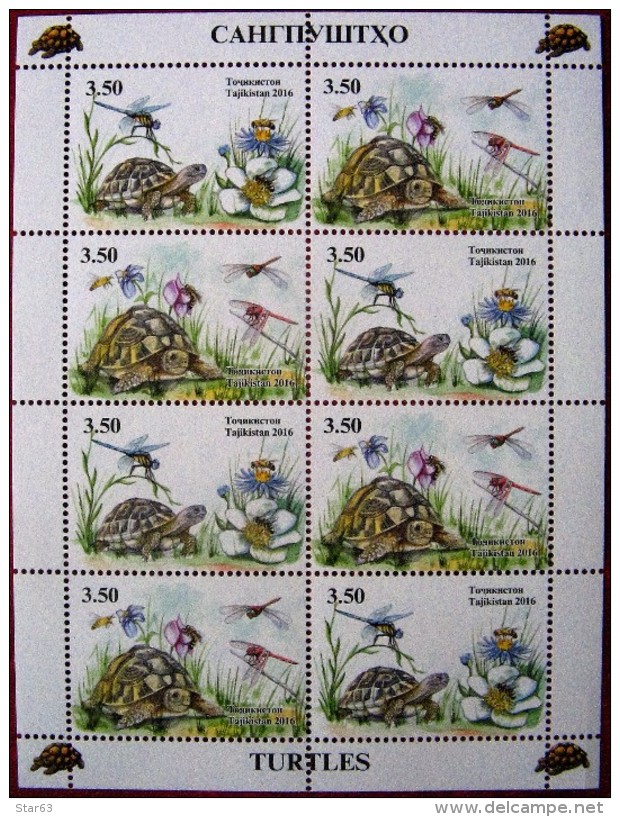 Tajikistan  2016  Turtles  Fauna  M/S  MNH - Tadjikistan