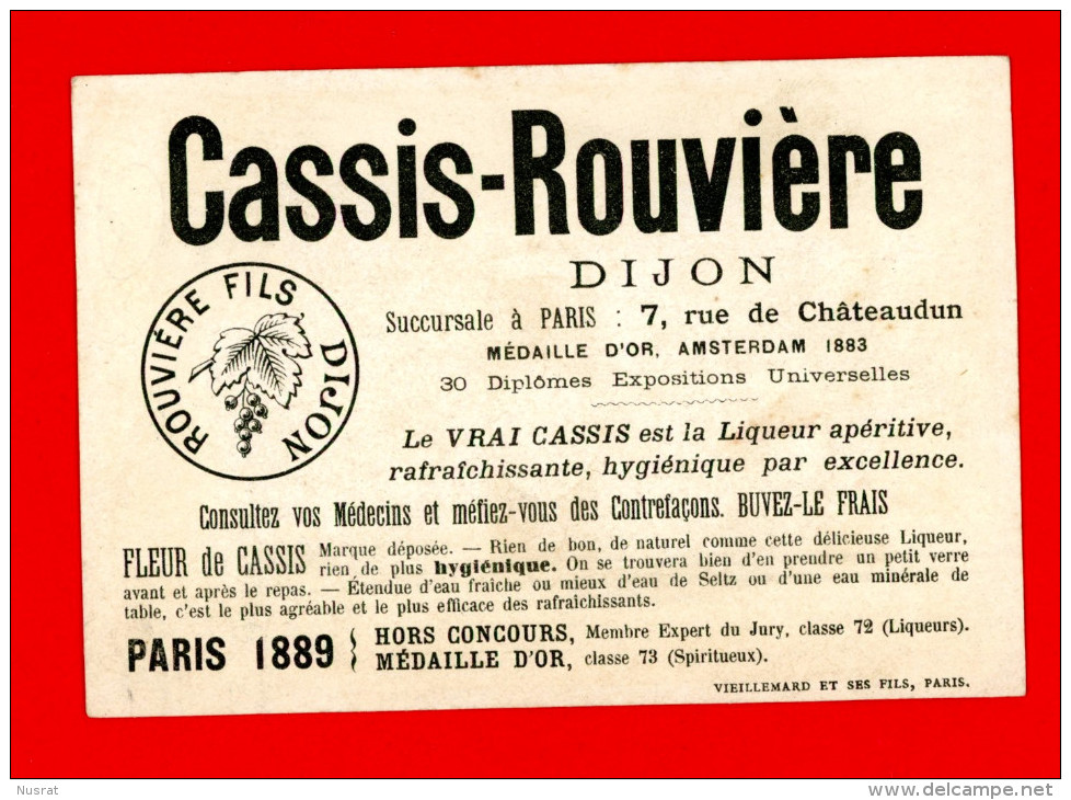 Dijon, Cassis Rouvière Jolie Chromo Dorée Lith. Vieillemard, En Amérique - Autres & Non Classés