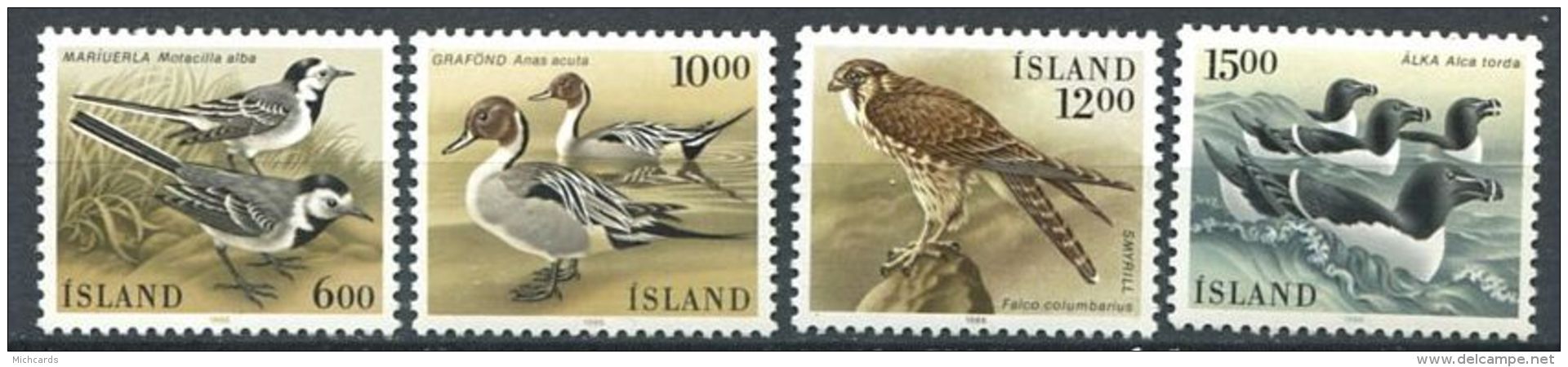 177 ISLANDE 1986 - Yvert 597/600 - Oiseau - Neuf ** (MNH) Sans Charniere - Unused Stamps