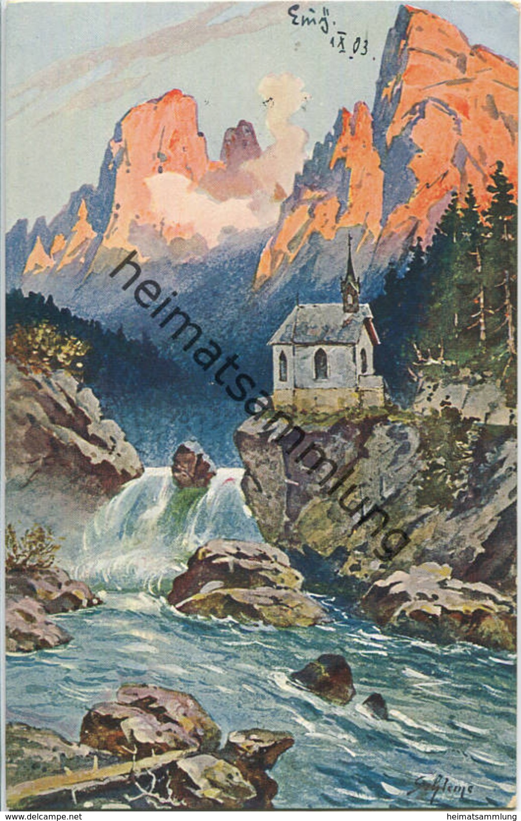 Kapelle Auf Dem Felsen - Künstlerkarte Signiert Schlemo - Beschrieben 1903 - Schlemo, F.
