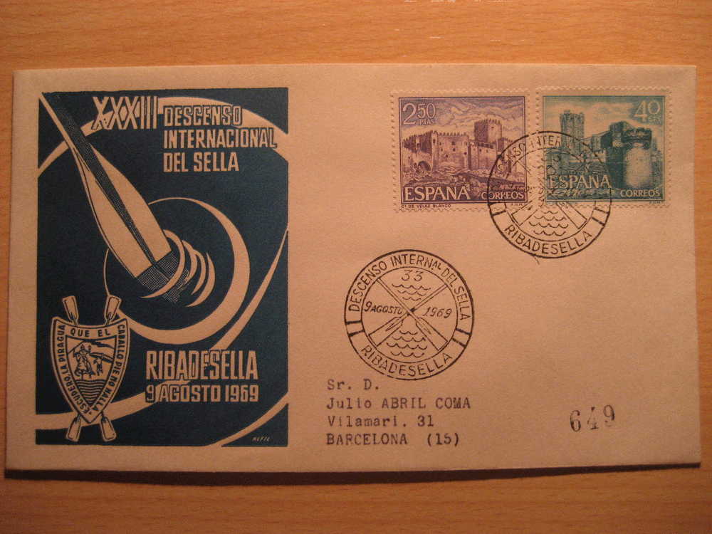 RIBADESELLA ASTURIAS 1969 Descenso Int Sella River Cover Lettre - Kanu