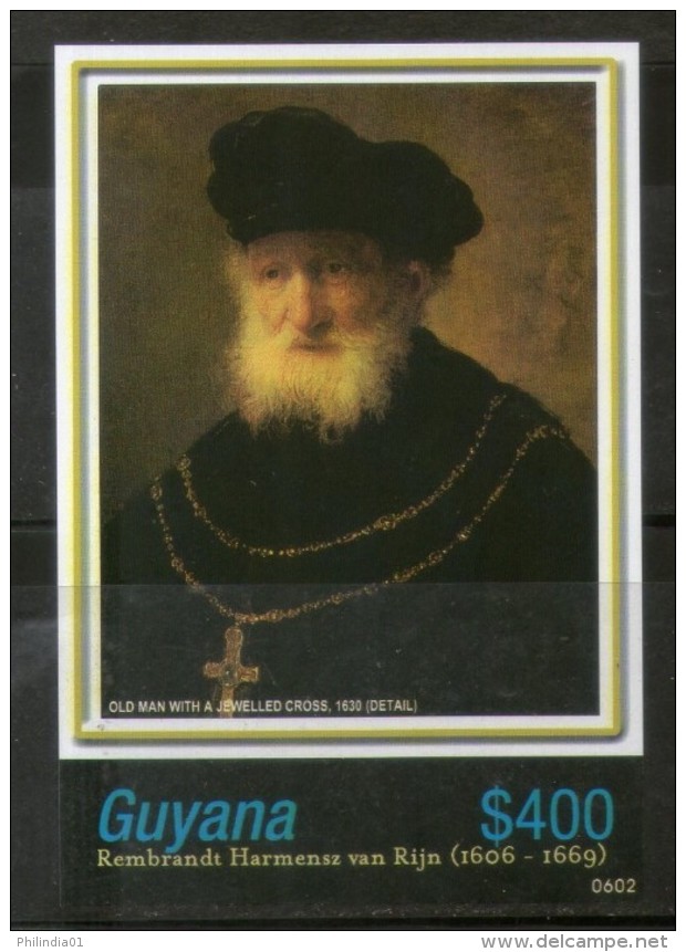 Guyana 2006 Rembrandt Painting Man & Jewelled Cross Art M/s Sc 3938 MNH # 12860 - Rembrandt