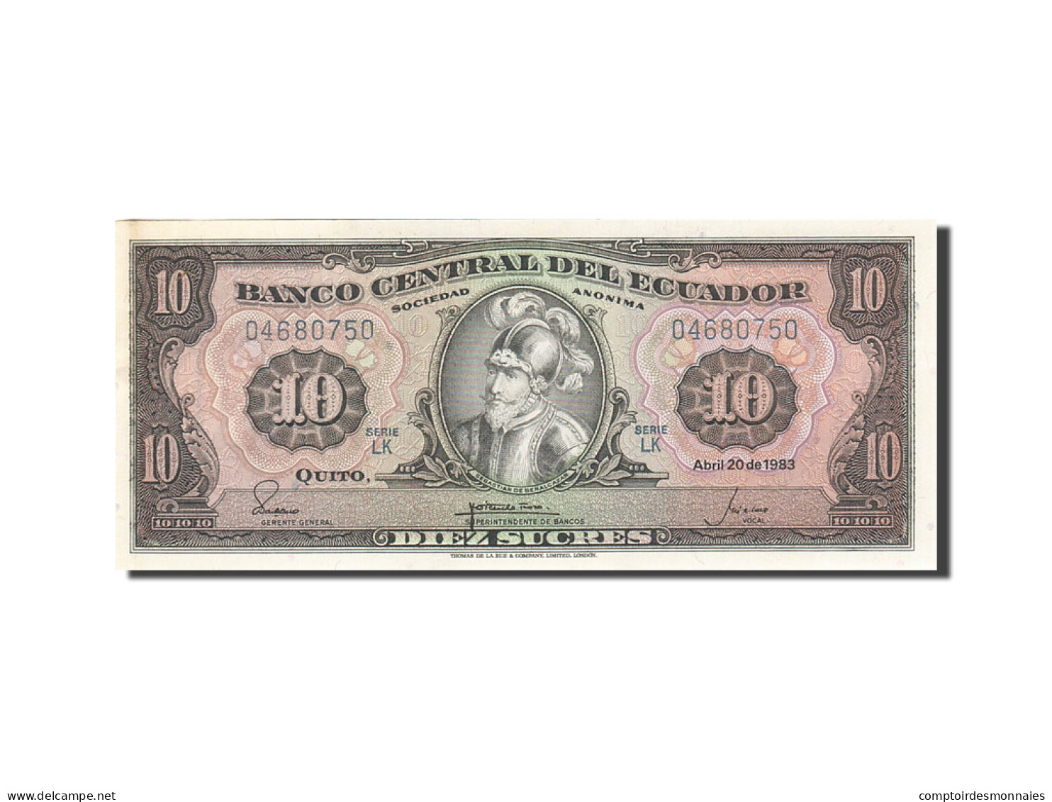 Billet, Équateur, 10 Sucres, 1957-1971, 1983-04-20, KM:114b, SPL - Equateur