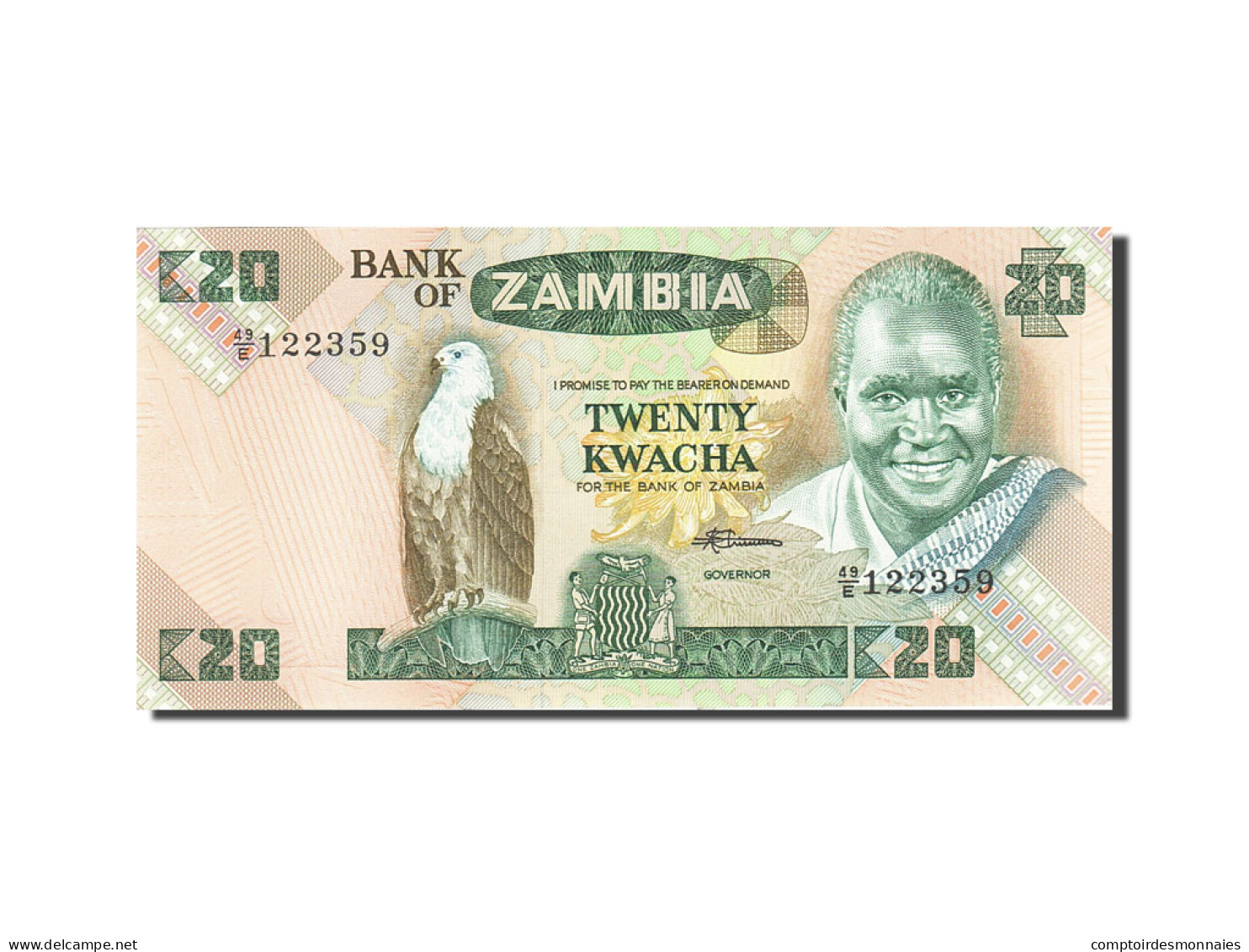 Billet, Zambie, 20 Kwacha, 1980-1986, Undated (1980-1988), KM:27e, NEUF - Zambie