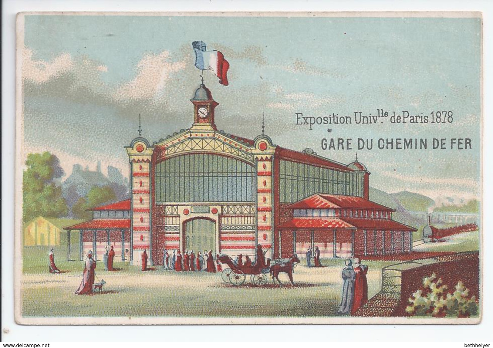Chromo Exposition Universelle De Paris 1878 - Gare Du Chemin De Fer - R5037 - Sonstige & Ohne Zuordnung