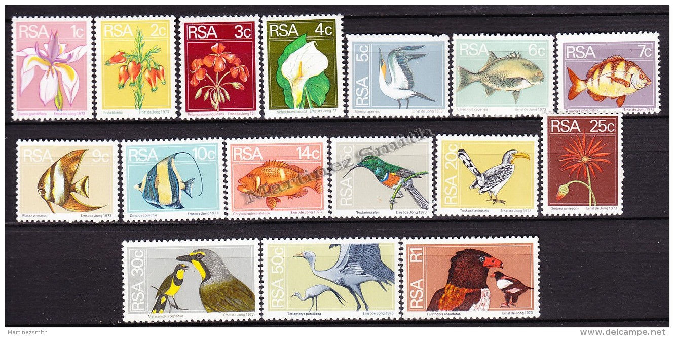 South Africa - Afrique Du Sud - Africa Sur  1973 Yvert 359 - 74 Definitive, Flowers, Birds, And Pisces - MNH - Neufs