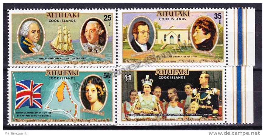 Aitutaki 1977 Yvert  201 - 204, 25th Anniv. Accession To The Throne Of Elizabeth II- MNH - Ongebruikt