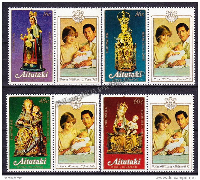 Aitutaki 1982 Yvert  337 - 40 - Christmas - Noël, Birth Of Prince William III - MNH - Aitutaki