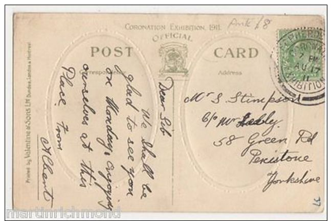 Shepherds Bush Coronation Exhibition 1911 Postmark On Postcard, B490 - Tentoonstellingen
