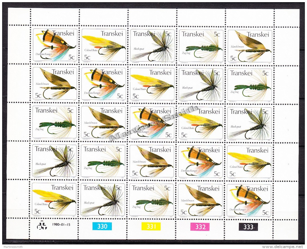 South Africa - Afrique Du Sud - Transkei 1980 Yvert  65 - 69, Artificial Flies For Fly Fishing -  Miniature Sheet - MNH - Nuevos