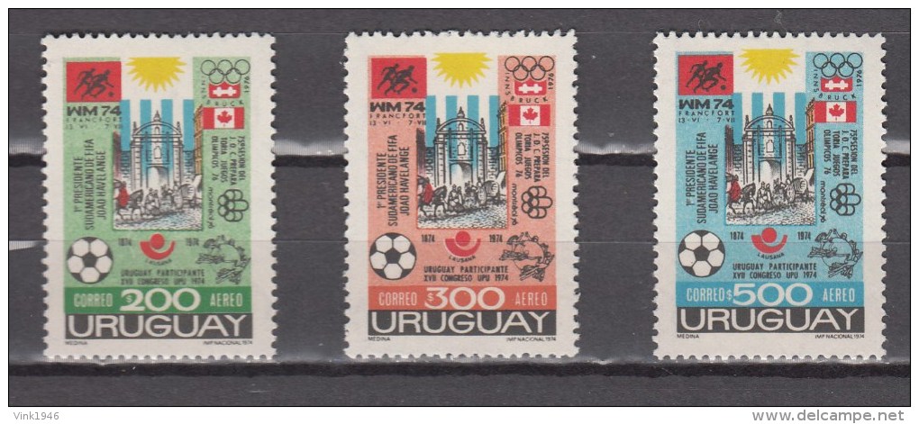 Uruguay 1974,3V,set,football,fussball,voetbal,fútbol,calcio,olympic,olympisch,olympische,olympique,,MNH/Postfris(A2853) - 1974 – Germania Ovest