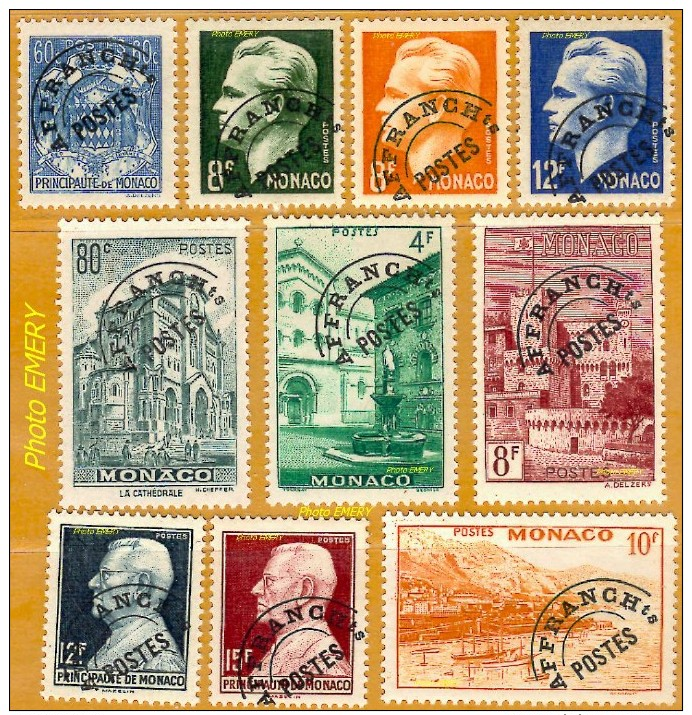 Monaco **LUXE 1943 Préoblitéré 1 à 10 Série 10v - Preobliterati