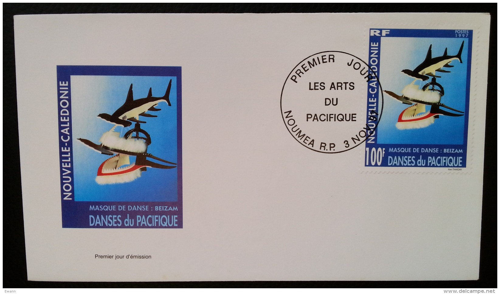 NOUVELLE-CALEDONIE - FDC 1997 - YT N°742 - LES ARTS DU PACIFIQUE / MASQUE DE DANSE - NOUMEA - FDC