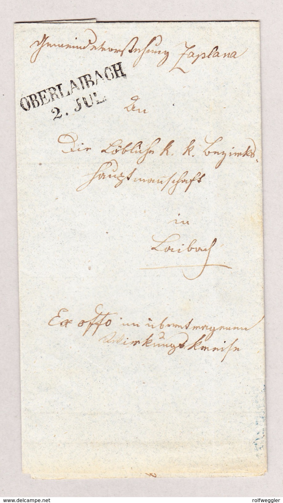 Slowenien OBERLAIBACH 2 Jul 2-Kreis-Stempel 1853 Vorphila Brief Nach Laibach - Slowenien