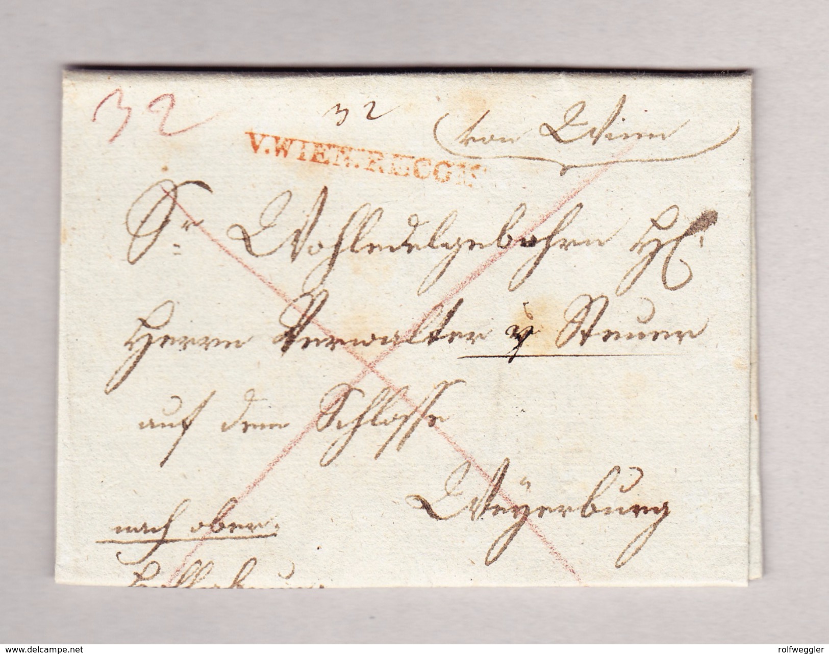 Östereich V.WIEN.RECOM Langstempel Rot Vorphila Brief - ...-1850 Vorphilatelie