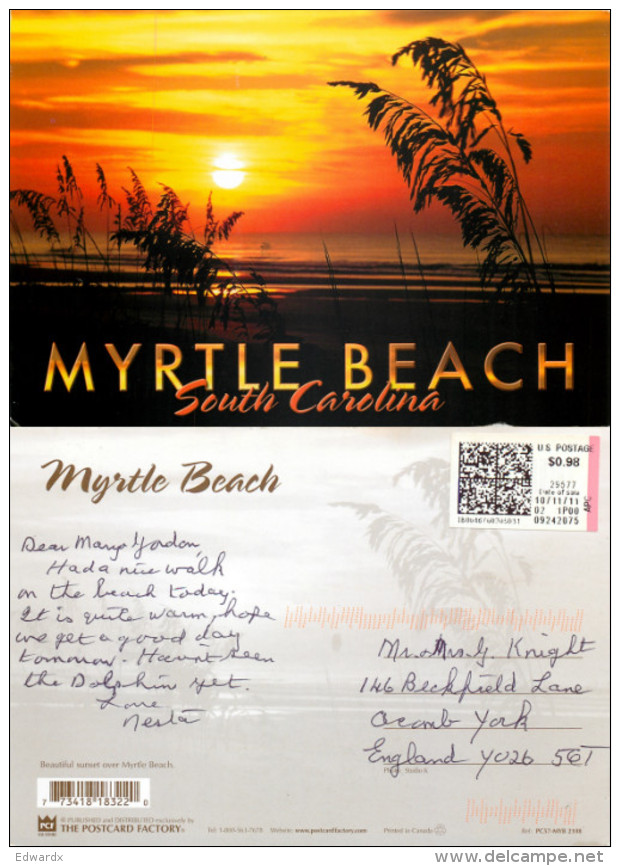 Myrtle Beach, South Carolina, United States US Postcard Posted 2011 ATM Meter - Myrtle Beach