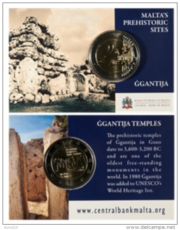 MALTA 2 Euro Commemorative 2016 - Ggantija - COINCARD - Malta