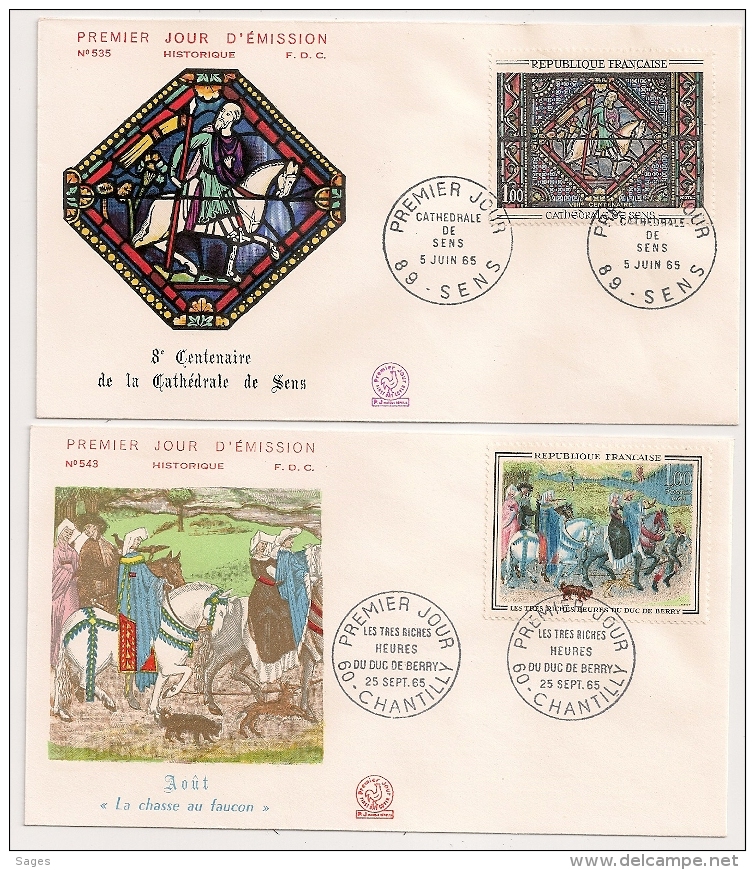 2 Enveloppes DUC DE BERRY ET CATHEDRALE DE SENS. 1965. - Sonstige & Ohne Zuordnung