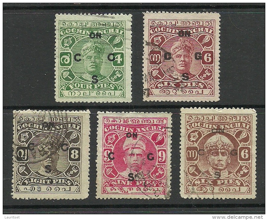 INDIA COCHIN State 1930ies  = 5 Alte Dienstmarken O - Cochin