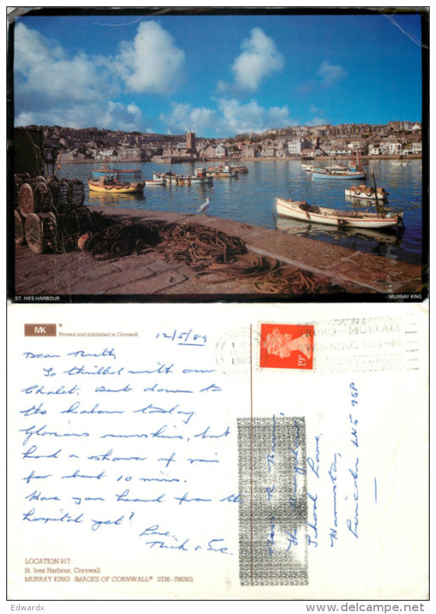 Harbour, St Ives, Cornwall, England Postcard Posted 1989 Stamp - St.Ives