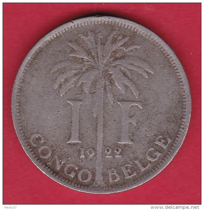 Congo Belge - 1 Franc 1922 - 1910-1934: Albert I