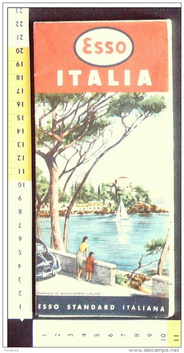 B1794 - CARTINA ROAD MAP ESSO ITALIA 1956 - ILLUSTRAZIONE PARAGGI S.MARGHERITA LIGURE - STAZIONE POMPE BENZINA - Carte Stradali