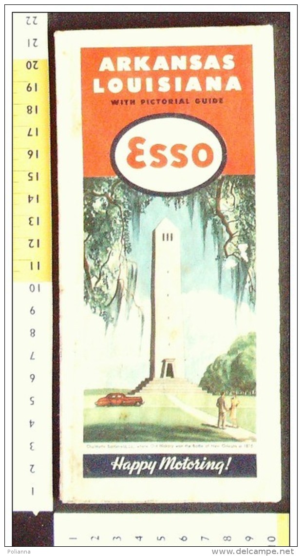 B1795 - CARTINA ROAD MAP ESSO Anni '50 - ARKANSAS LOUISIANA - Carte Stradali