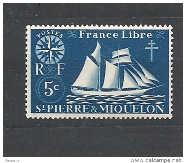 ST. PIERRE & MIQUELON  1942 Fishing Schooner    YVERT 296   MNH - Neufs