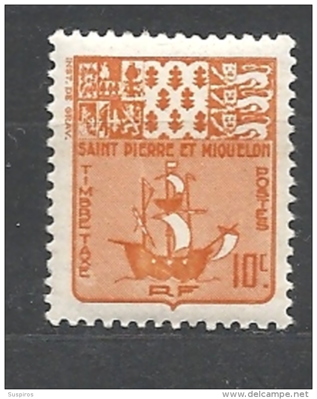 ST. PIERRE & MIQUELON  1938 TAXES ARMS  YVERT #67 - Neufs