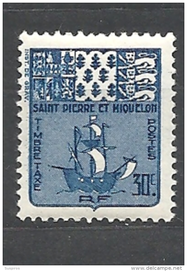 ST. PIERRE & MIQUELON  1938 TAXES ARMS  YVERT #68 - Neufs