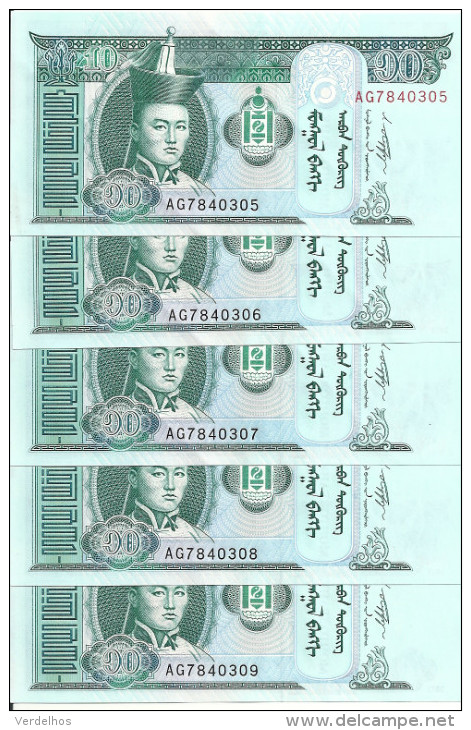 MONGOLIE 10 TUGRIK 2011 UNC P NEW ( 5 Billets ) - Mongolie