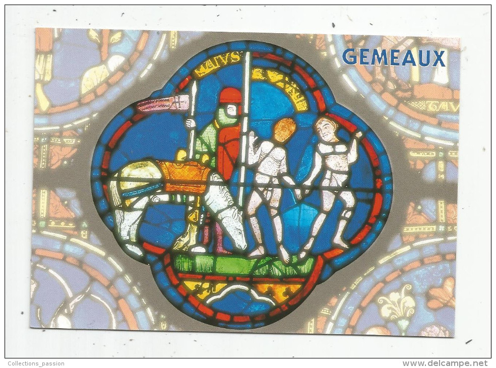 Cp , Astrologie , ZODIAQUE , Vitrail De La Cathédrale De Chartres , M.G éditions , Vierge , GEMEAUX - Astrologie