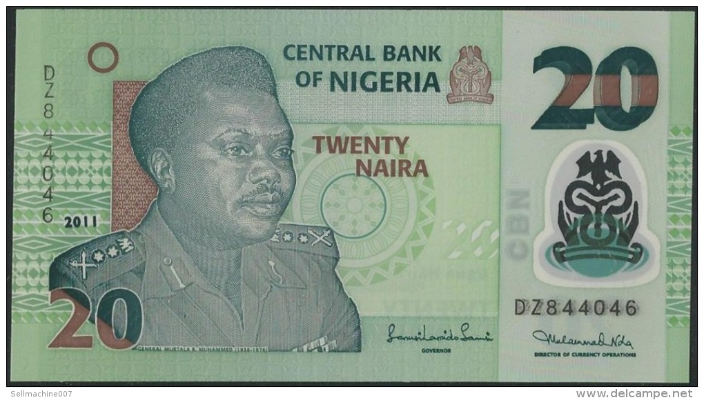 NIGERIA Banknote 20 Twenty NAIRA 2011 UNC - Series DZ - Replacement POLYMER Note - Nigeria