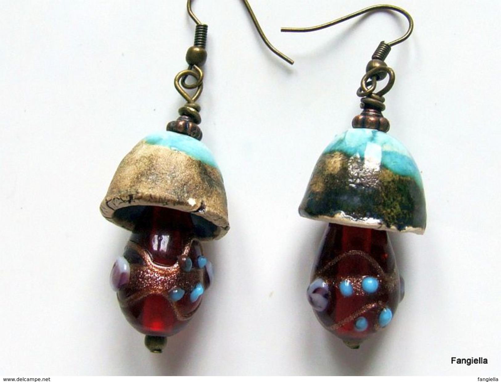 Boucles D'oreilles Champignons Rouge Turquoise Accessoires Bronze  Juste Pour Vous Faire Craquer...  Les Chapeaux Sont E - Earrings