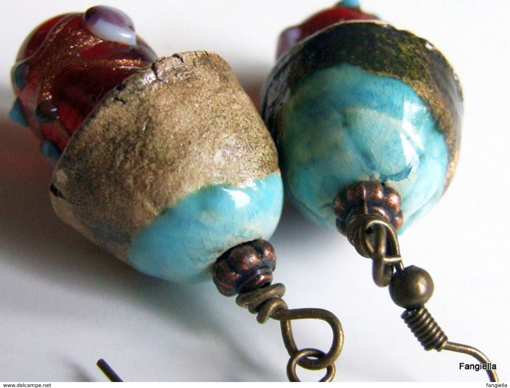 Boucles D'oreilles Champignons Rouge Turquoise Accessoires Bronze  Juste Pour Vous Faire Craquer...  Les Chapeaux Sont E - Orecchini