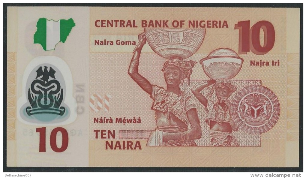NIGERIA Banknote 10 Ten NAIRA 2011 UNC P#39 - POLYMER Note - Nigeria