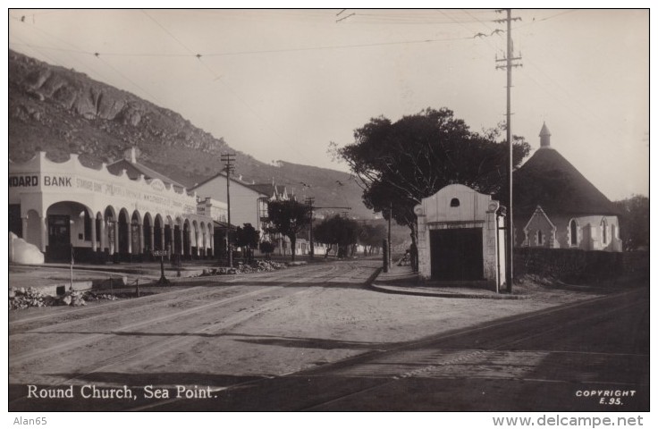Cape Town South Africa, Sea Point Neighborhood, Round Church, Standard  Bank, C1930s Vintage Real Photo Postcard - Zuid-Afrika
