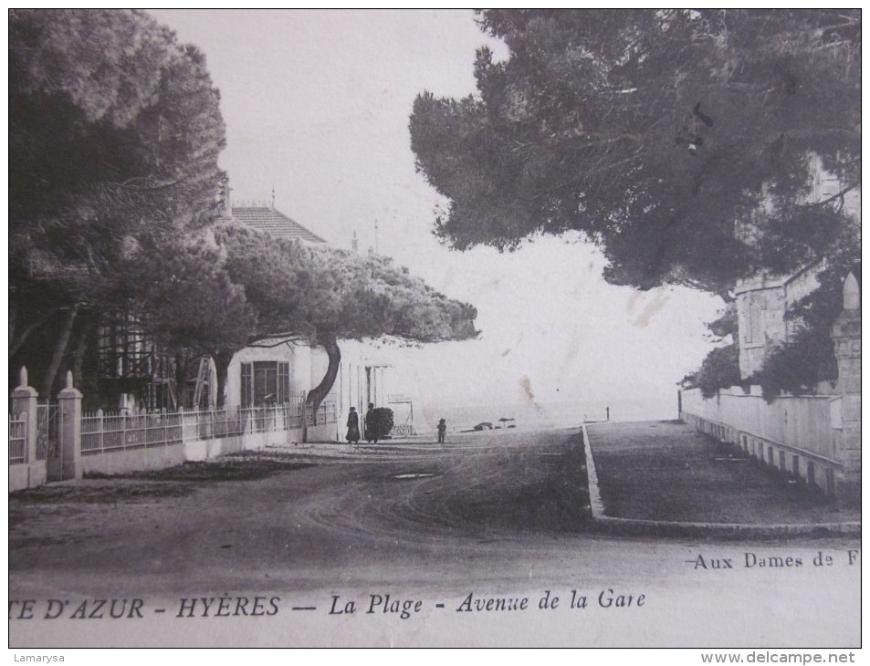 1915 CPA HYERES  VAR 83 LA PLAGE AVENUE DE LA GARE - Hyeres