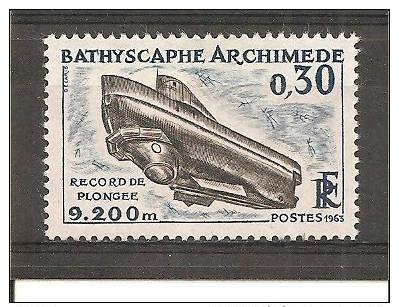 1963 N°1368 Y T - Coté 0,30 Euros - France Timbre - Bathyscaphe " Archimède " - - Neufs