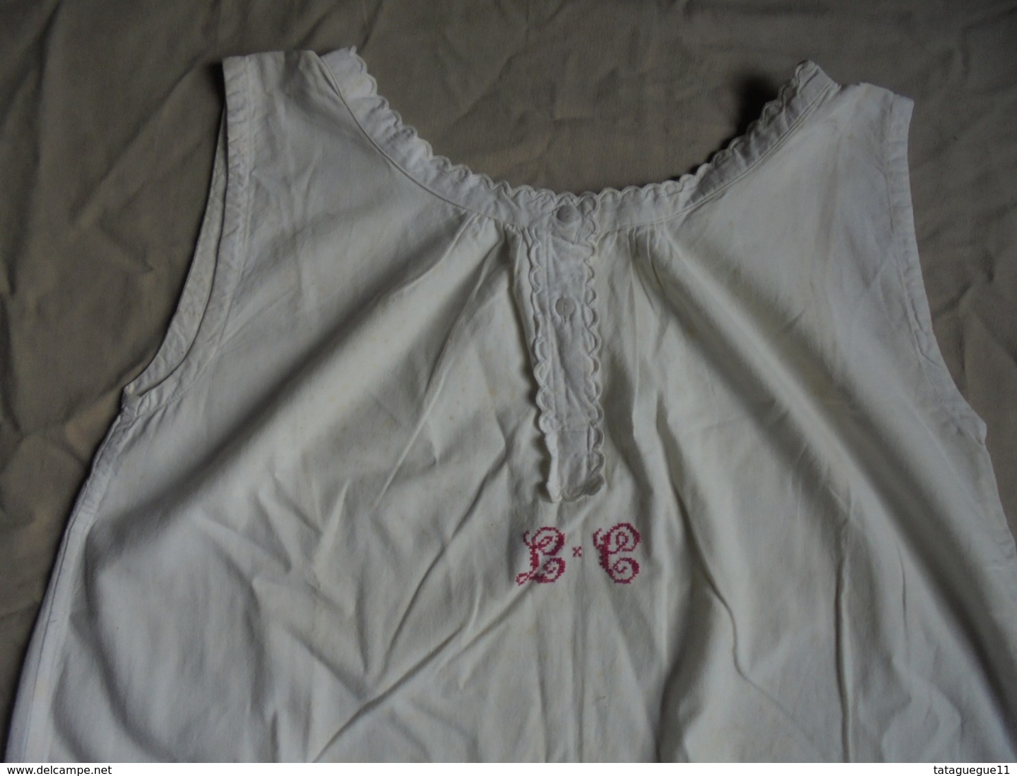 Ancien - Chemise Longue Sans Manche En Coton Pour Femme Années 40 - 1900-1940