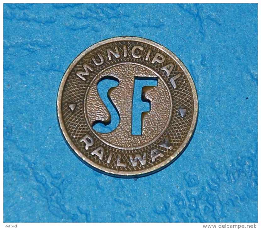 Vintage San Francisco Municipal Railway Token Fare Coin - Monetari/ Di Necessità