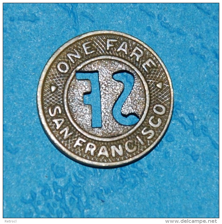 Vintage San Francisco Municipal Railway Token Fare Coin - Monedas/ De Necesidad