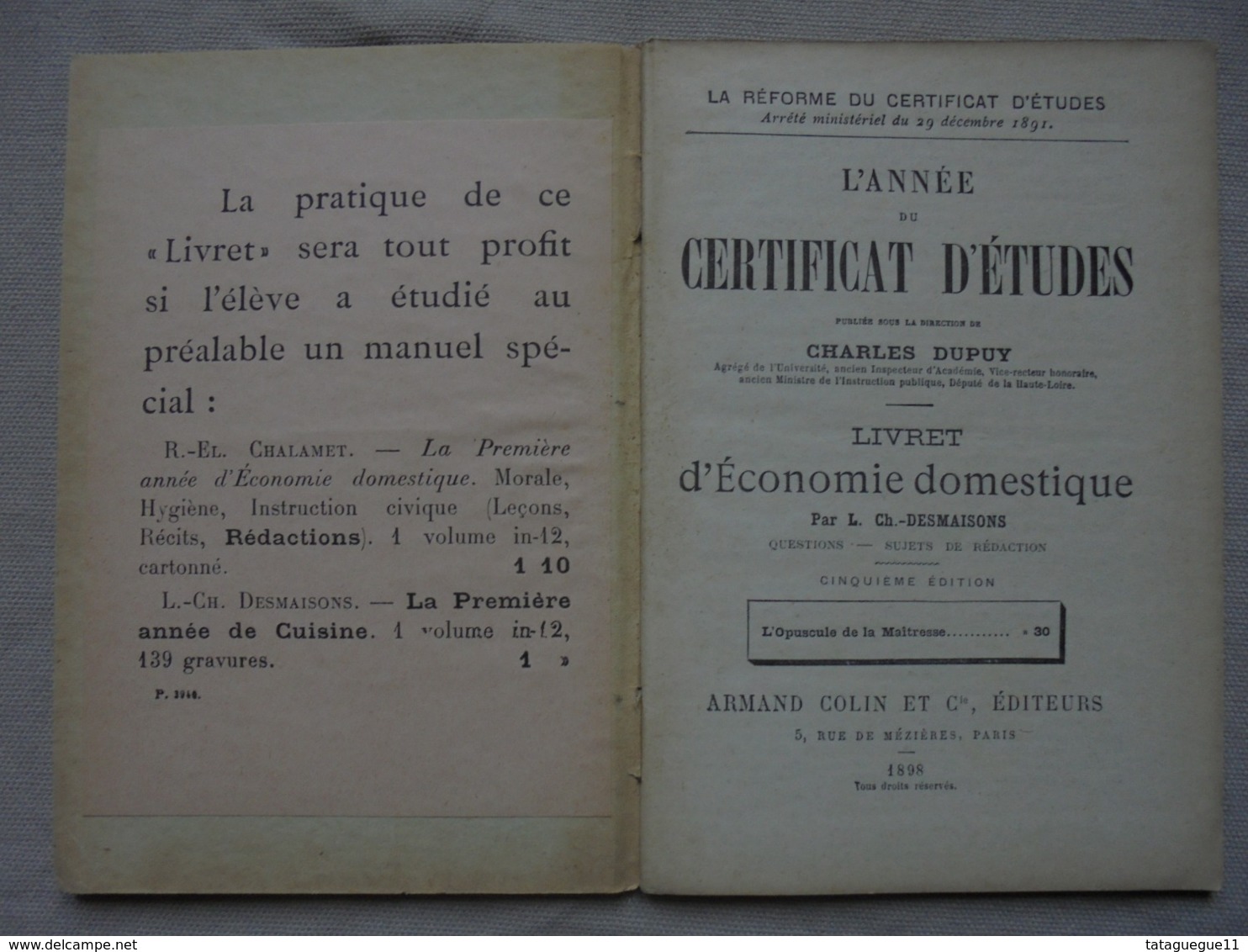 Ancien - Livret D'Economie Domestique - Cerificat D'études 1891 - 1801-1900