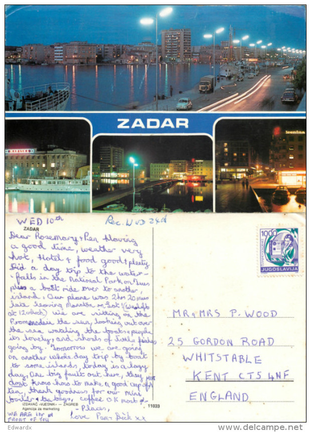 Zadar, Croatia Postcard Posted 1988 Stamp - Croatia