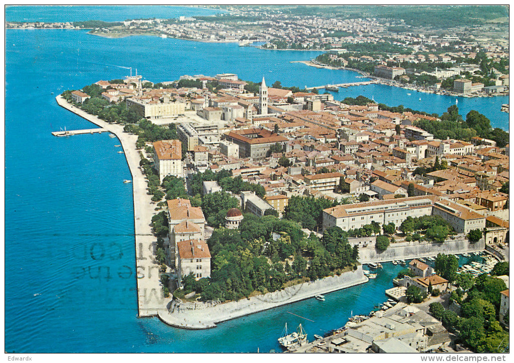 Aerial View, Zadar, Croatia Postcard Posted 1988 Stamp - Croatia